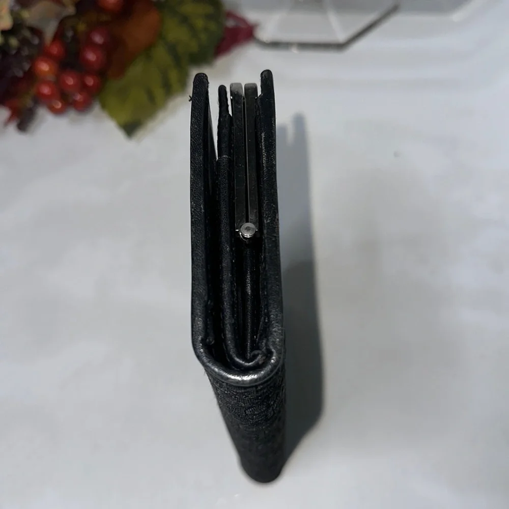 Dior Monogram Black Fabric Kiss lock and Front Snap Long Wallet